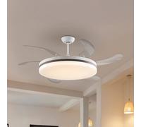 Schuller Valencia LED ceiling fan Vento white/bronze/clear, Ø 150 cm, quiet