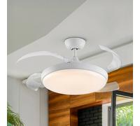 Schuller Valencia LED ceiling fan Venturi white/clear DC, Ø 106 cm quiet
