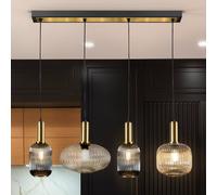 Schuller Valencia Norma hanging light, 98 cm, 4-bulb, black/brass, glass