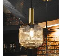 Schuller Valencia Norma pendant light, Ø 20 cm, black/amber, glass, E27