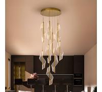 Schuller Valencia Velas 9-bulb LED pendant light, gold-coloured, metal, plastic