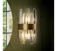 Schuller Valencia Wall light Grace, 2-bulb, gold-coloured, iron, glass
