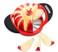 SCHVUBENR 3.5 Inch Apple Slicer with 12 Sharp Blades - Professional Apple Cutter - Stainless Steel Apple Corer - Super Sharp Apple Slicer and Corer - Slice Apple with Ease(Red)