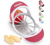 SCHVUBENR 4.72 Inch Large Apple Slicer - 12 Blade Professional Apple Cutter - Stainless Steel - Dishwasher Safe (Pink)