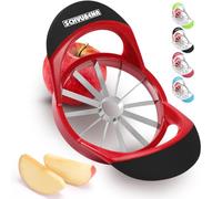 SCHVUBENR 4.72 Inch Large Apple Slicer with 12 Blades - Professional Apple Cutter - Stainless Steel Apple Corer - Sharp Apple Slicer and Corer - Apple Tool - Dishwasher Safe(Red)