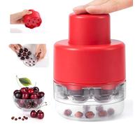 SCHVUBENR 7-IN-1 Large Cherry Pitter Tool - Portable Cherry Corer Pitter with Ergonomic Push Design - Easy to Use for Making Cherry Jam - Pit 7 Cherries at Once, Saving Time & Effort(Red)