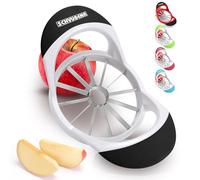 SCHVUBENR Large Apple Corer and Slicer - 4.72 Inch Apple Cutter Slicer with 12 Blades - Stainless Steel Apple Slicer - Sharp Apple Corer Tool - Anti-Slip Grip, Easy to Use & Dishwasher Safe - Black