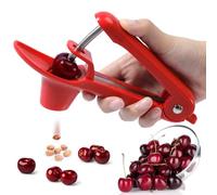 SCHVUBENR Premium Cherry Pitter Tool - Portable Cherry Core Remover - Stainless Steel Cherry Pitter - Easy to Use & Dishwasher Safe - Pit Cherry with Ease(Red)