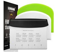 SCHVUBENR Premium Dough Scraper Set with 2 Flexible Bowl Scrapers - Stainless Steel Dough Cutter & Bench Scraper with Measuring Scale - Versatile Kitchen Scraper for Bread, Pastry, Pizza, Cake - Black