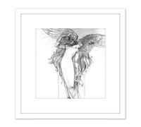 Schwabe The Idea Angel Illustration 8X8 Inch Square Wooden Framed Wall Art Print Picture with Mount Artery8 White One Size