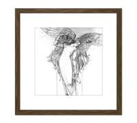 Schwabe The Idea Angel Illustration 8X8 Inch Square Wooden Framed Wall Art Print Picture with Mount Artery8 Brown One Size