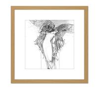 Schwabe The Idea Angel Illustration 8X8 Inch Square Wooden Framed Wall Art Print Picture with Mount Artery8 Light Oak One Size