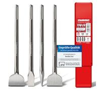 SCHWABENBACH SDS MAX Chisel Set, 4-Piece (25/50/50 mm Curved + Pointed Chisel) - Extremely Durable - Compatible with Bosch, Hilti, Makita, and Metabo Hammer Drills - Premium Tile Chisel Set