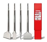 SCHWABENBACH® SDS Plus Chisel Set 4 Pieces 250 mm - Tile Chisel 50 mm, Flat Chisel 50 mm + 25 mm + Pointed Chisel - SDS Plus Chisel Compatible with Bosch, Hilti etc. - Chisel for Hammer Drill