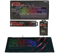Schwaiger Gaming PC Bundle Keyboard + Mouse + Deskpad XXL USB RGB LED, Black