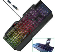 Schwaiger USB Gaming Keyboard RGB LED Illuminated Smartphone Holder