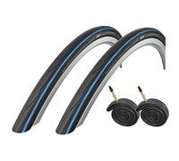 Schwalbe 2x Lugano 700c x 25 Road Racing Bike Tyres & Presta Tubes - Blue