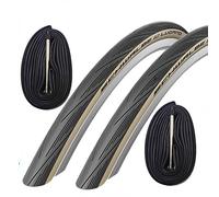 Schwalbe Lugano 700 x 25c Road Bike Tyres with 80mm Presta Tubes - Beige (Pair)