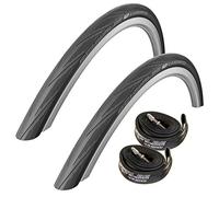 Schwalbe Lugano 700c Road Bike Tyres with Schwalbe Inner Tubes (Pair) (Black, 700 x 23c)