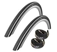 Schwalbe Lugano 700c Road Bike Tyres with Schwalbe Inner Tubes (Pair) (White, 700 x 25c)