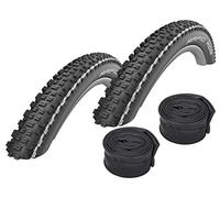 Schwalbe Rapid Rob White Stripes MTB Tyres 26 x 2.25 + Schwalbe Tubes Road Bike Valve Set of 2
