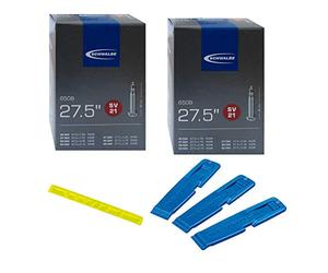 Schwalbe SV 21 Bicycle Inner Tube with 40 mm Presta Valve, 27.5 Inches, 650 B, Includes 3x Schwalbe Tyre Levers