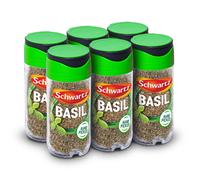 Schwartz Basil 10 G | Jar | Pack of 6 | Sweet and Peppery Taste | Versatile Aromatic Herb to Elevate Any Meal | Perfect for Italian and Mediterranean