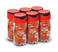 Schwartz Cayenne Chilli Pepper 26 G | Jar | Pack of 6 | Hot, Intense, Rich, and Balanced | Warm and Delicious | Fiery Taste and Incredible Flavour | Perfect for Tomato Based Pasta Sauces & Curries
