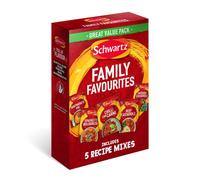 Schwartz Family Favourites Bundle One Pack Serves 4 Pack of 5 Recipe Mixes Shepherd's Pie Spaghetti Bolognese Chilli Con Carne Beef Casserole Sausage
