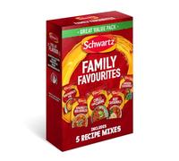 Schwartz Family Favourites Bundle One Pack Serves 4 Pack of 5 Recipe Mixes Shepherd's Pie Spaghetti Bolognese Chilli Con Carne Beef Casserole Sausage Casserole Suitable for Vegetarians