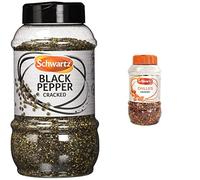 Schwartz For Chef Cracked Black Pepper 380 G & Red and White Chilli Flakes, Crushed Chillies Perfect, 0.26 kg