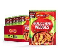 Schwartz Garlic and Herb Wedges Mix 38 G | Serves 4 | Pack of 12 | Bursting with Herbs and Spices | Crunchy and Delicious Potato Wedges | With Garlic, Parsley and Oregano | Suitable for Vegetarians