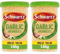 Schwartz Garlic Granules Drum 145 G | Ground from Whole Dried Cloves | Full-bodied Flavour and Aroma | Rich & Flavourful Taste | Perfect for Bolognese, Pasta Sauces, Pizza & Stir Fry (Pack of 2)