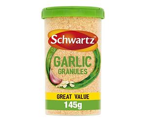 Schwartz Garlic Granules Drum 145 G | Ground from Whole Dried Cloves | Full-bodied Flavour and Aroma | Rich & Flavourful Taste | Perfect for Bolognese, Pasta Sauces, Pizza & Stir Fry