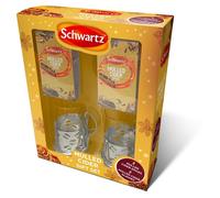 Schwartz Mulled Spice Gift Set - (2 mulled cider spices and 2 mulled cider glasses - mothers day - fathers day