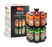 Schwartz Rotating Spice Rack, Space Saving and Convenient, Kitchen Organiser, Includes 16 Herbs and Spices Jars for your Favourite Dishes, 373 G, 18cm (W) x 29cm (H)