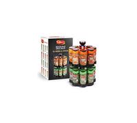 Schwartz Rotating Spice Rack | Space Saving and Convenient | Kitchen Organiser | Includes 16 Pre-filled Herbs and Spices Jars for your Favourite