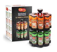 Schwartz Rotating Spice Rack, Space Saving, Includes 16 Herbs and Spices Jars for your Favourite Dishes, 373 G , 18cm (W) x 26cm (H), Engraved