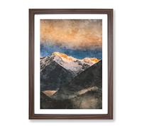 Schwartzenstein Summit In Italy Painting Modern Framed Print | A4 Walnut Framed Wall Art | Ready to Hang | Modern Historical Picture | Living Room Bedroom Lounge Office