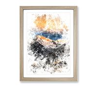 Schwartzenstein Summit In Italy Watercolour Modern Framed Print | A4 Oak Framed Wall Art | Ready to Hang | Modern Historical Picture | Living Room Bedroom Lounge Office