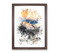 Schwartzenstein Summit In Italy Watercolour Modern Framed Print | A4 Walnut Framed Wall Art | Ready to Hang | Modern Historical Picture | Living Room Bedroom Lounge Office