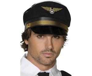 Schwarze Pilotenmütze Kostüm Zubehör (US)