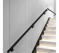 Schwarzer Treppenhandlauf 30-600cm Rundrohr Treppengeländer Sicherheitshandlauf für Innentreppen Wandhalterung Stützstange Robust & langlebig Ideal für Haus & Büro
