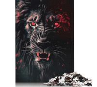 Schwarzer und roter Löwe, 1000-teiliges Puzzle für Erwachsene und Teenager, Halloween-Geschenk, Teenager, Mann, Frau, Geschenk, 1000 Teile (75 x 50 cm)