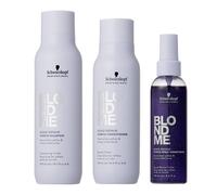 Schwarzkopf BlondMe Bond Repair Shampoo Conditioner Spray Conditioner - 300 ml - purple
