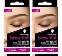 Schwarzkopf Brow Tint Professional formula Eyebrow Dye Brow Tinting Kit with Gentle Permanent Colour - Light Brown (Pack of 2)