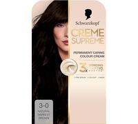 Schwarzkopf Creme Supreme 3-0 Natural Darkest Brown, Permanent Hair Colouration, Caring Hair Dye Colouration with 3-Step Bonding System Against Damage, 100% Grey Coverage