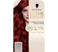Schwarzkopf Creme Supreme 6-88 Intense Red, Permanent Hair Dye, Caring Hair Dye Colouration with 3-Step Bonding System Against Damage, 100% Grey Coverage