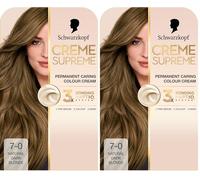 Schwarzkopf Creme Supreme 7-0 Natural Dark Blonde, Permanent Hair Dye, Caring Hair Dye Colouration with 3-Step Bonding System Against Damage, 100% Grey Coverage (Pack of 2)