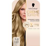 Schwarzkopf Creme Supreme 8-0 Natural Blonde, Permanent Hair Dye, Caring Hair Dye Colouration with 3-Step Bonding System Against Damage, 100% Grey Coverage